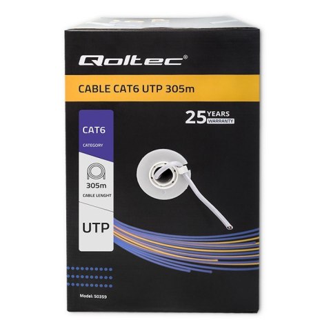 Kabel sieciowy/skrętka UTP | CAT6 | 305m Qoltec Kabel sieciowy/skrętka UTP | CAT6 | 305m Qoltec