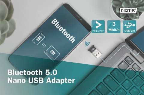 Mini adapter Bluetooth V5.0 Class 2 EDR USB V2.0 Digitus