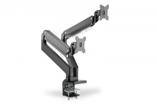 Ramię biurkowe podwójne z zaciskiem, 2xLCD, max. 35", max. obciążenie 2x15kg, ze sprężyną gazową Digitus