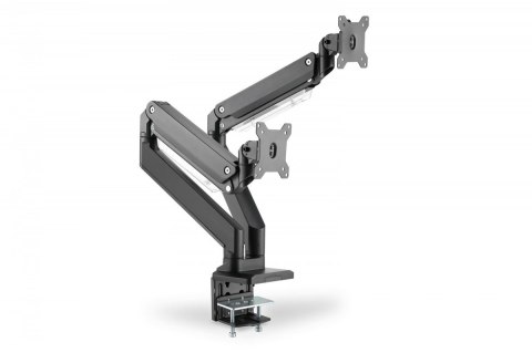Ramię biurkowe podwójne z zaciskiem, 2xLCD, max. 35", max. obciążenie 2x15kg, ze sprężyną gazową Digitus