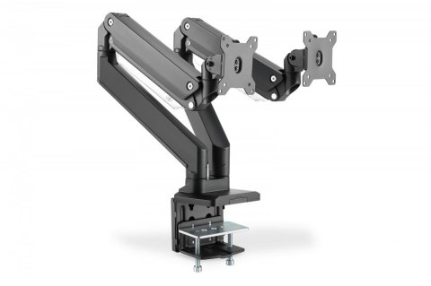 Ramię biurkowe podwójne z zaciskiem, 2xLCD, max. 35", max. obciążenie 2x15kg, ze sprężyną gazową Digitus