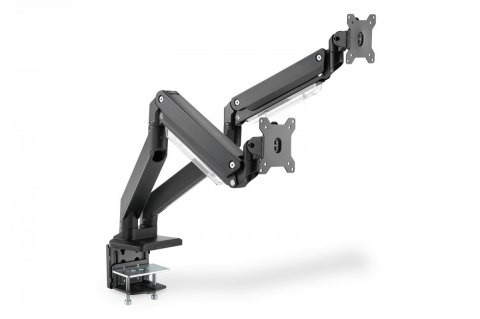 Ramię biurkowe podwójne z zaciskiem, 2xLCD, max. 35", max. obciążenie 2x15kg, ze sprężyną gazową Digitus