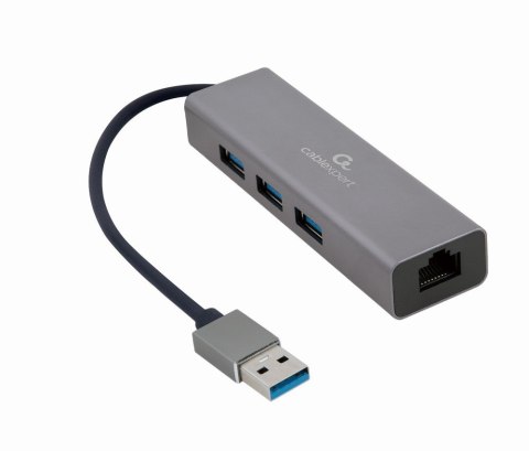 Adapter USB-AM to LAN GbE Hub 3xUSB 3.0 Gembird
