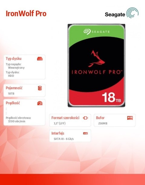 Dysk IronWolf Pro 18TB 3,5 ST18000NT001 Seagate Dysk IronWolf Pro 18TB 3,5 ST18000NT001 Seagate