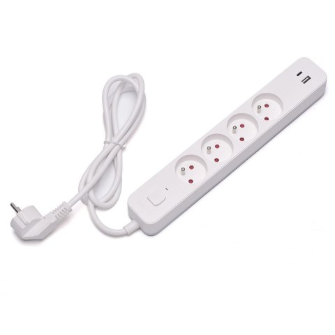 Listwa zasilająca przeciwprzepięciowa 4 gniazda USB-A i USB-C, 1.5m, LZ-11 Savio