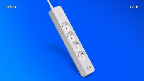 Listwa zasilająca przeciwprzepięciowa 4 gniazda USB-A i USB-C, 1.5m, LZ-11 Savio