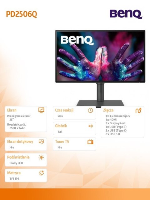 Monitor 25 cali PD2506Q QHD 5ms/2K/IPS/GL/HDMI Benq Monitor 25 cali PD2506Q QHD 5ms/2K/IPS/GL/HDMI Benq