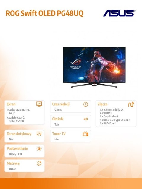Monitor 47,5 cali PG48UQ Asus Monitor 47,5 cali PG48UQ Asus