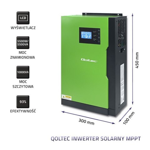 Hybrydowy inwenter solarny Off-Grid 5,5kW | 100A | 48V | MPPT | Sinus Qoltec Hybrydowy inwenter solarny Off-Grid 5,5kW | 100A | 48V | MPPT | Sinus Qoltec