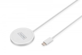 Ładowarka bezprzewodowa indukcyjna 15W MagSafe 1m USB-C Biała Digitus