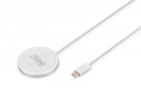 Ładowarka bezprzewodowa indukcyjna 15W MagSafe 1m USB-C Biała Digitus