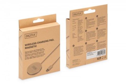 Ładowarka bezprzewodowa indukcyjna 15W MagSafe 1m USB-C Biała Digitus