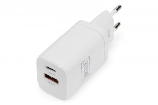 Ładowarka sieciowa zasilacz 1x USB-A 12W 1x USB-C 18W PD 3.0 max. 30W Biała Digitus