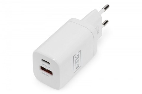 Ładowarka sieciowa zasilacz 1x USB-A 12W 1x USB-C 18W PD 3.0 max. 30W Biała Digitus
