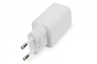 Ładowarka sieciowa zasilacz 1x USB-A 12W 1x USB-C 18W PD 3.0 max. 30W Biała Digitus