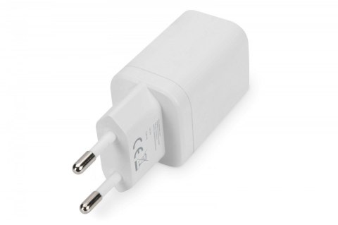 Ładowarka sieciowa zasilacz 1x USB-A 12W 1x USB-C 18W PD 3.0 max. 30W Biała Digitus