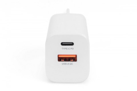 Ładowarka sieciowa zasilacz 1x USB-A 12W 1x USB-C 18W PD 3.0 max. 30W Biała Digitus