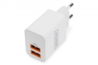 Ładowarka sieciowa zasilacz 2x USB-A 15,5W Biała Digitus