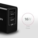 ACU-DS16 Ładowarka sieciowa, SMART 16W, 2x port USB-A, 5V/2.2A + 5V/1A AXAGON
