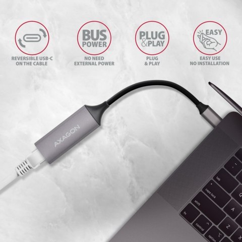 ADE-TRC Karta sieciowa Gigabit Ethernet adapter, USB-C 3.2 Gen 1, instalacja automatyczna, metalowy, tytanowa szarość AXAGON ADE-TRC Karta sieciowa Gigabit Ethernet adapter, USB-C 3.2 Gen 1, instalacja automatyczna, metalowy, tytanowa szarość AXAGON