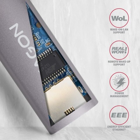 ADE-TRC Karta sieciowa Gigabit Ethernet adapter, USB-C 3.2 Gen 1, instalacja automatyczna, metalowy, tytanowa szarość AXAGON ADE-TRC Karta sieciowa Gigabit Ethernet adapter, USB-C 3.2 Gen 1, instalacja automatyczna, metalowy, tytanowa szarość AXAGON