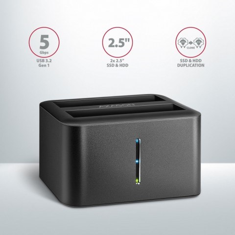 ADSA-D25 MINI stacja dokująca USB 3.2 Gen 1 - 2x SATA 6G 2.5" SSD/HDD CLONE AXAGON ADSA-D25 MINI stacja dokująca USB 3.2 Gen 1 - 2x SATA 6G 2.5" SSD/HDD CLONE AXAGON