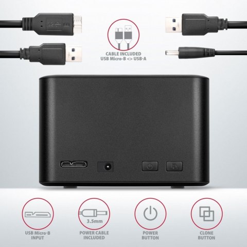 ADSA-D25 MINI stacja dokująca USB 3.2 Gen 1 - 2x SATA 6G 2.5" SSD/HDD CLONE AXAGON ADSA-D25 MINI stacja dokująca USB 3.2 Gen 1 - 2x SATA 6G 2.5" SSD/HDD CLONE AXAGON