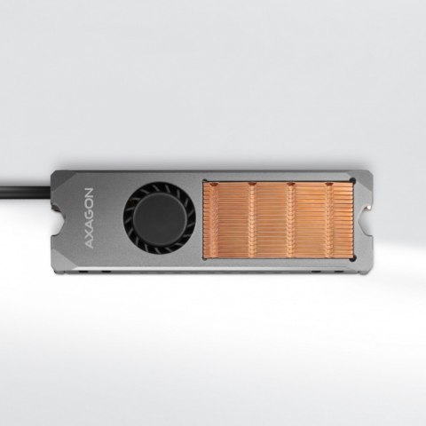 CLR-M2FAN Miedziany radiator z wentylatorem do dwustronnych dysków M.2 SSD, wysokość 13mm AXAGON CLR-M2FAN Miedziany radiator z wentylatorem do dwustronnych dysków M.2 SSD, wysokość 13mm AXAGON
