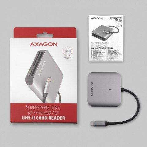 CRE-S3C Czytnik zewnętrzny kart USB-C 3.2 GEN 1, 3-slot & lun SD/microSD/CF, obsługa UHS-II AXAGON CRE-S3C Czytnik zewnętrzny kart USB-C 3.2 GEN 1, 3-slot & lun SD/microSD/CF, obsługa UHS-II AXAGON