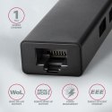 HMA-GL3A Wieloportowy hub USB 4in1, 5Gbps, 3x USB-A + GLAN, metalowy, 20cm USB-A kabel AXAGON