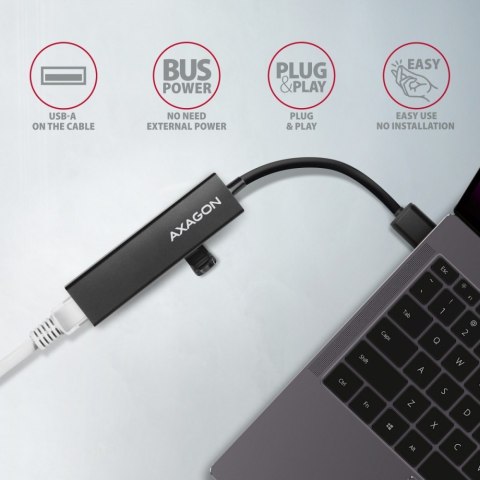 HMA-GL3A Wieloportowy hub USB 4in1, 5Gbps, 3x USB-A + GLAN, metalowy, 20cm USB-A kabel AXAGON HMA-GL3A Wieloportowy hub USB 4in1, 5Gbps, 3x USB-A + GLAN, metalowy, 20cm USB-A kabel AXAGON