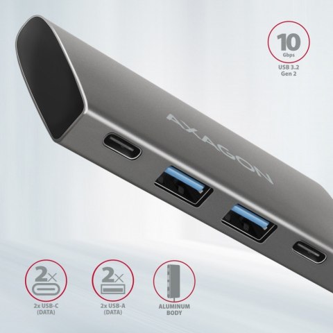 HMC-4G2 Hub USB Gen2 10Gbps, 2x USB-A + 2x USB-C, 13cm USB-C kabel AXAGON HMC-4G2 Hub USB Gen2 10Gbps, 2x USB-A + 2x USB-C, 13cm USB-C kabel AXAGON