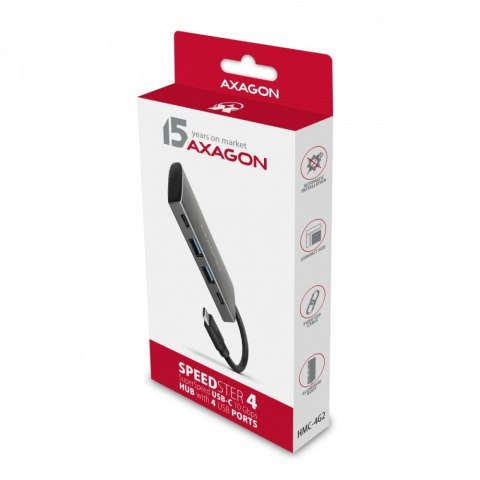 HMC-4G2 Hub USB Gen2 10Gbps, 2x USB-A + 2x USB-C, 13cm USB-C kabel AXAGON HMC-4G2 Hub USB Gen2 10Gbps, 2x USB-A + 2x USB-C, 13cm USB-C kabel AXAGON