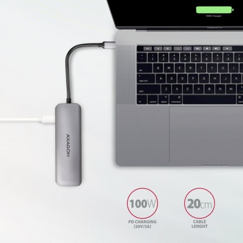 HMC-5 Wieloportowy hub USB 5in1, 5Gbps, 2x USB-A, HDMI 4K/30Hz, SD/microSD, PD 100W, 20cm USB-C kabel AXAGON HMC-5 Wieloportowy hub USB 5in1, 5Gbps, 2x USB-A, HDMI 4K/30Hz, SD/microSD, PD 100W, 20cm USB-C kabel AXAGON