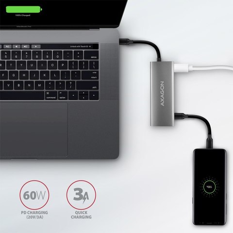 HMC-5G2 Wieloportowy hub USB 5in1, 10Gbps, 2x USB-A + 2x USB-C + HDMI 4K/60Hz, PD 100W, 13cm USB-C kabel AXAGON HMC-5G2 Wieloportowy hub USB 5in1, 10Gbps, 2x USB-A + 2x USB-C + HDMI 4K/60Hz, PD 100W, 13cm USB-C kabel AXAGON