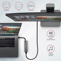 HMC-5G2 Wieloportowy hub USB 5in1, 10Gbps, 2x USB-A + 2x USB-C + HDMI 4K/60Hz, PD 100W, 13cm USB-C kabel AXAGON