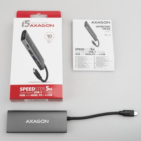 HMC-5G2 Wieloportowy hub USB 5in1, 10Gbps, 2x USB-A + 2x USB-C + HDMI 4K/60Hz, PD 100W, 13cm USB-C kabel AXAGON HMC-5G2 Wieloportowy hub USB 5in1, 10Gbps, 2x USB-A + 2x USB-C + HDMI 4K/60Hz, PD 100W, 13cm USB-C kabel AXAGON