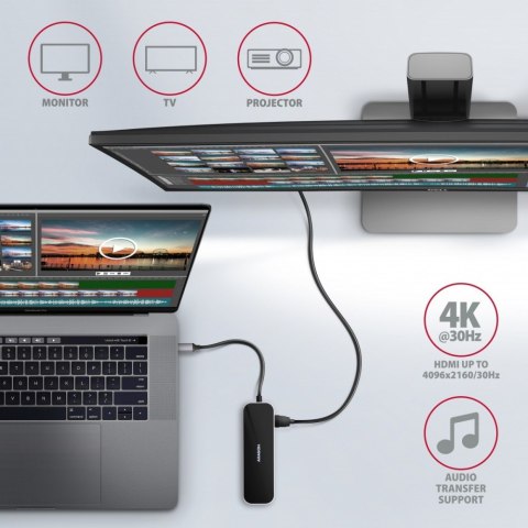 HMC-6GL Wieloportowy hub USB 6in1, 5Gbps, 3x USB-A, HDMI 4K/30Hz, GLAN, PD 100W, 20cm USB-C kabel AXAGON HMC-6GL Wieloportowy hub USB 6in1, 5Gbps, 3x USB-A, HDMI 4K/30Hz, GLAN, PD 100W, 20cm USB-C kabel AXAGON