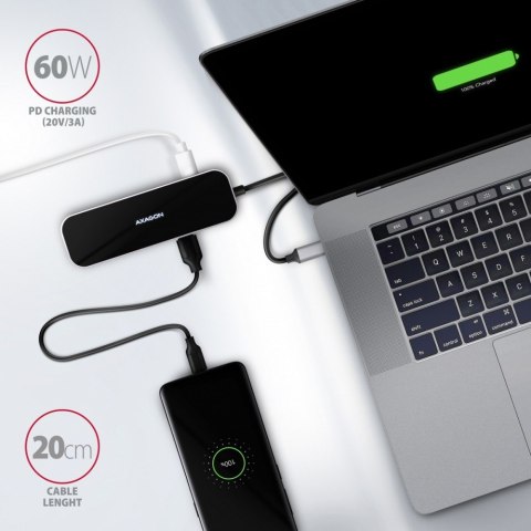 HMC-6GL Wieloportowy hub USB 6in1, 5Gbps, 3x USB-A, HDMI 4K/30Hz, GLAN, PD 100W, 20cm USB-C kabel AXAGON HMC-6GL Wieloportowy hub USB 6in1, 5Gbps, 3x USB-A, HDMI 4K/30Hz, GLAN, PD 100W, 20cm USB-C kabel AXAGON