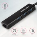HMC-GL3A Wieloportowy hub USB 4in1, 5Gbps, 3x USB-A + GLAN, 20cm USB-C kabel AXAGON