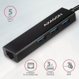 HMC-GL3A Wieloportowy hub USB 4in1, 5Gbps, 3x USB-A + GLAN, 20cm USB-C kabel AXAGON