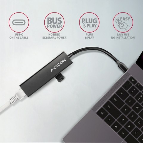 HMC-GL3A Wieloportowy hub USB 4in1, 5Gbps, 3x USB-A + GLAN, 20cm USB-C kabel AXAGON HMC-GL3A Wieloportowy hub USB 4in1, 5Gbps, 3x USB-A + GLAN, 20cm USB-C kabel AXAGON