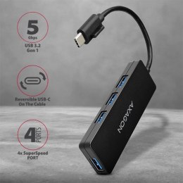 HUE-G1C Hub 4-portowy USB 3.2 Gen 1 SLIM kabel Type-C 14cm AXAGON