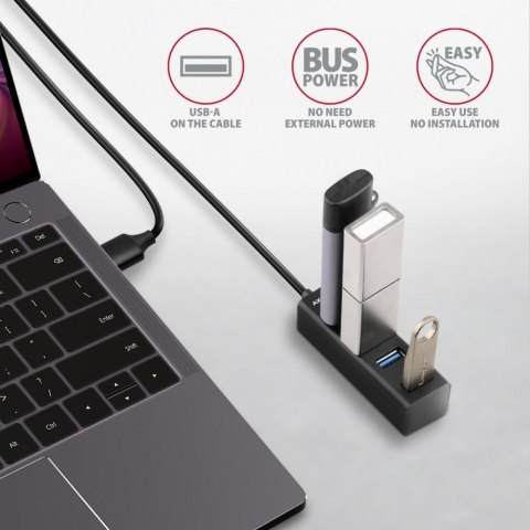 HUE-M1AL Hub 4-portowy Mini metalowy USB 3.2 Gen 1, 1.2m USB-A kabel AXAGON HUE-M1AL Hub 4-portowy Mini metalowy USB 3.2 Gen 1, 1.2m USB-A kabel AXAGON