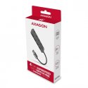 HUE-MSA Hub 4-portowy USB 3.2 Gen 1 switch, metalowy, 20cm USB-A kabel, microUSB dodatkowe zasilanie AXAGON
