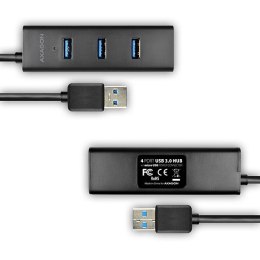 HUE-S2B Hub 4-portowy USB 3.2 Gen 1 charging hub, 30cm kabel, microUSB dodatkowe zasilanie AXAGON