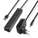 HUE-SA7BP Hub 7-portowy USB 3.2 GEN 1 aluminum charging hub, AC adapter AXAGON