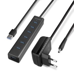 HUE-SA7BP Hub 7-portowy USB 3.2 GEN 1 aluminum charging hub, AC adapter AXAGON