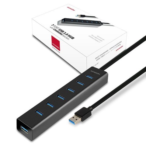 HUE-SA7BP Hub 7-portowy USB 3.2 GEN 1 aluminum charging hub, AC adapter AXAGON HUE-SA7BP Hub 7-portowy USB 3.2 GEN 1 aluminum charging hub, AC adapter AXAGON