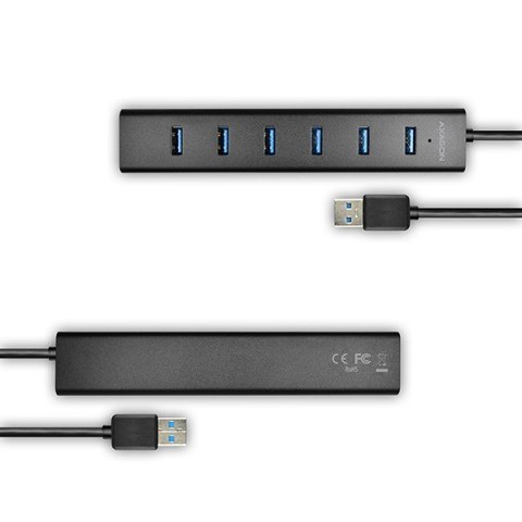 HUE-SA7BP Hub 7-portowy USB 3.2 GEN 1 aluminum charging hub, AC adapter AXAGON HUE-SA7BP Hub 7-portowy USB 3.2 GEN 1 aluminum charging hub, AC adapter AXAGON